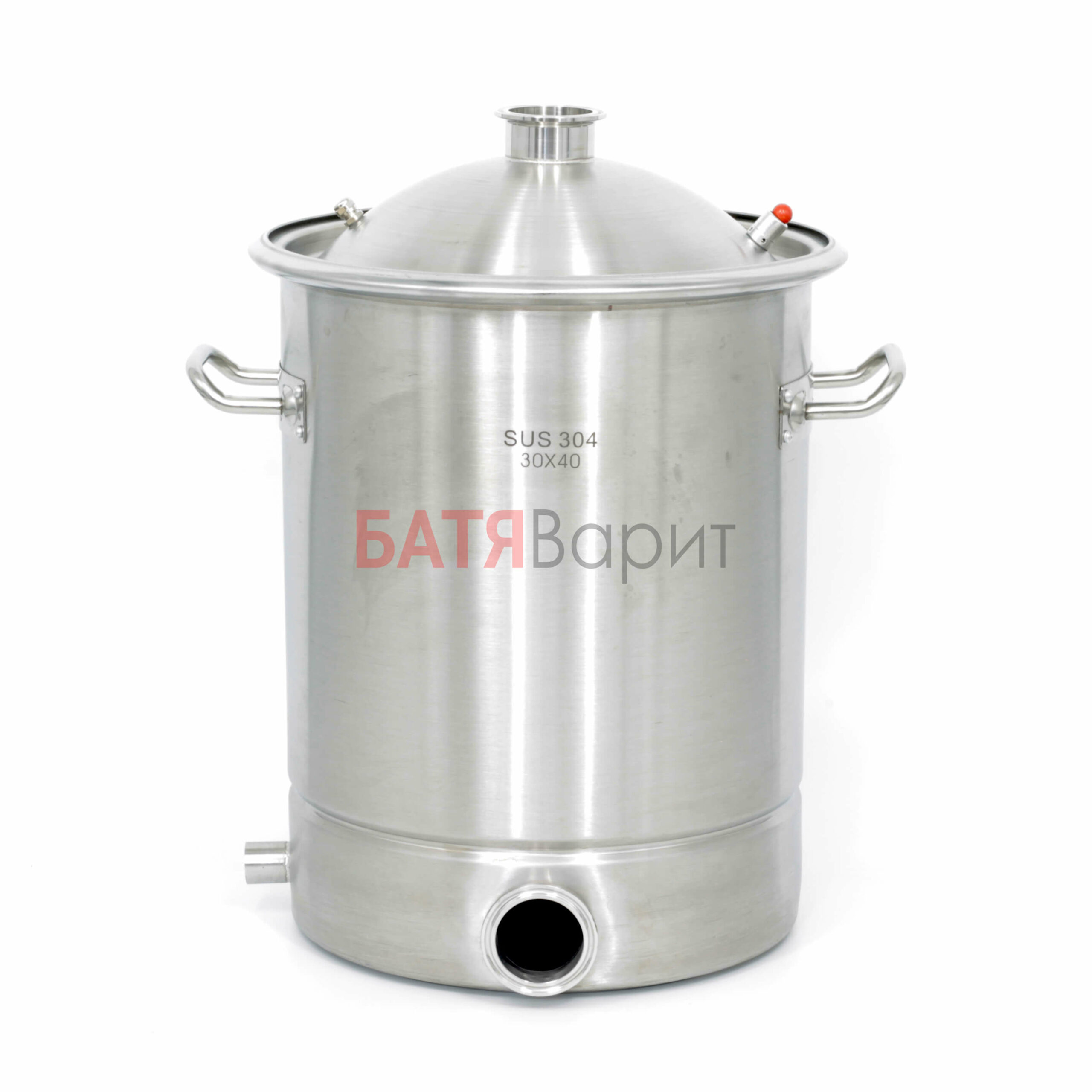 Перегонный куб SUS-304 28 литров (300*400 мм) + крышка 2 дюйма